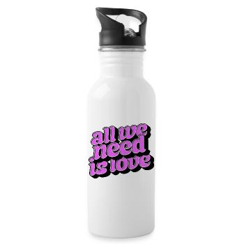 Love Is Enough: Retro Love Typo - Water bottle with straw - white - Right