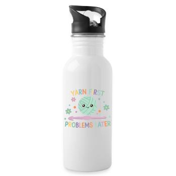 Yarn First Problems Later Funny Crochet Yarn - Water bottle with straw - white - Right