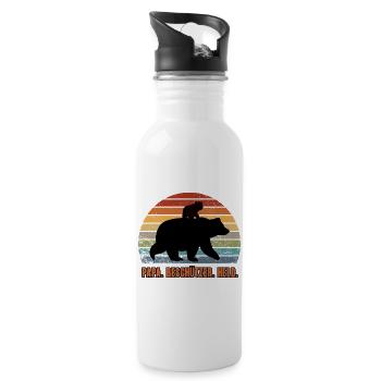 Daddy You're My Hero Protector Dad Bear - Water bottle with straw - white - Right