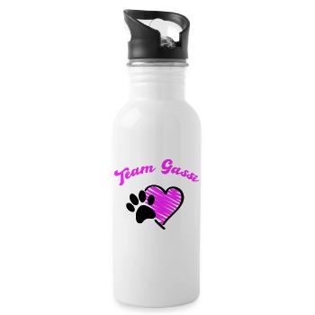 Team Dog Walk Heart Love - Water bottle with straw - white - Right