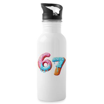 7th Birthday Boy 7 Years Old, I Was 6 Now In 7 - Water bottle with straw - white - Right