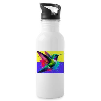 hummingbird - Water bottle with straw - white - Right