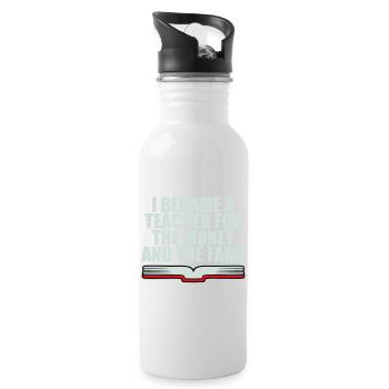 I Became Teacher for the Money and Fame Witz Logo - Trinkflasche mit integriertem Trinkhalm - Weiß - Rechts