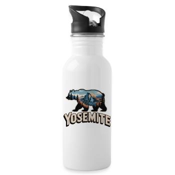 Yosemite Bear - Aménagement extérieur des parcs nationaux - Gourde avec paille intégrée - blanc - Droite
