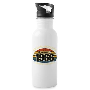 60e anniversaire 1966 Légende Vintage Drôle - Gourde avec paille intégrée - blanc - Droite
