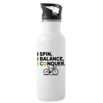 Künstlerisches Radfahren Ich drehe mich Ich balanciere Ich erobere - Trinkflasche mit integriertem Trinkhalm - Weiß - Rechts
