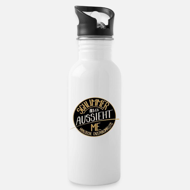 Schlimmer als es aussieht, ME  - Trinkflasche mit integriertem Trinkhalm - Weiß