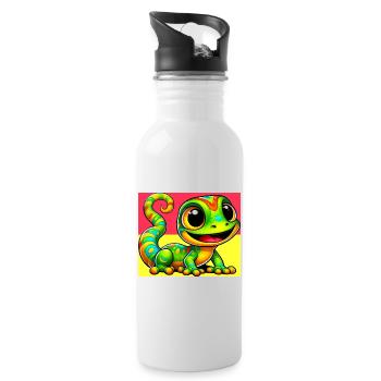 Gecko - Trinkflasche mit integriertem Trinkhalm - Weiß - Rechts