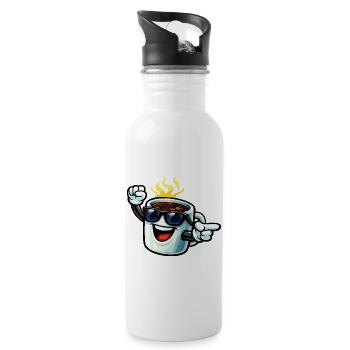 Coffee mug with sunglasses - Water bottle with straw - white - Right