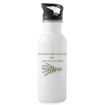 Thymian einen Gefallen und lass mich in Ruhe! - Trinkflasche mit integriertem Trinkhalm - Weiß - Rechts