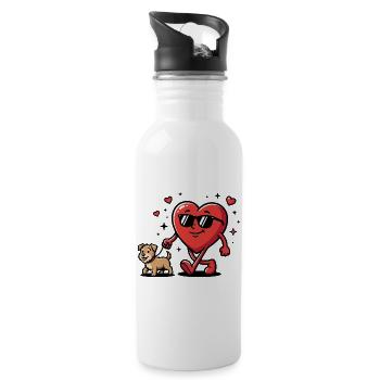 Funny Dog Valentine's Day for Dog Owners - Water bottle with straw - white - Right