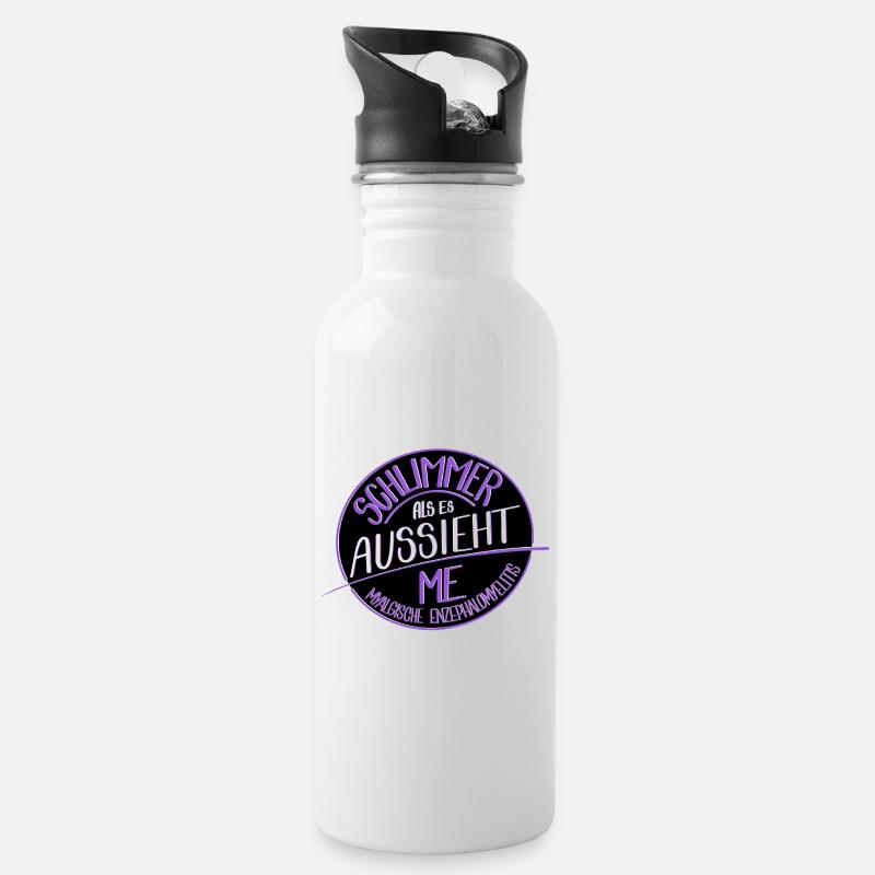 Schlimmer als es aussieht, M.E.  - Trinkflasche mit integriertem Trinkhalm - Weiß
