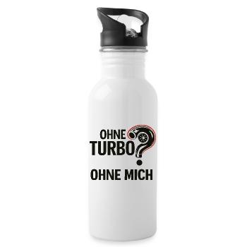 Ohne Turbo Ohne Mich Logo - Trinkflasche mit integriertem Trinkhalm - Weiß - Rechts