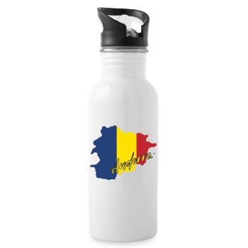 Karte mit der Flagge von Andorra, ich liebe Andorra - Trinkflasche mit integriertem Trinkhalm - Weiß - Rechts