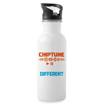 Chiptune shoots differently | 8-Bit Music Humor - Water bottle with straw - white - Right