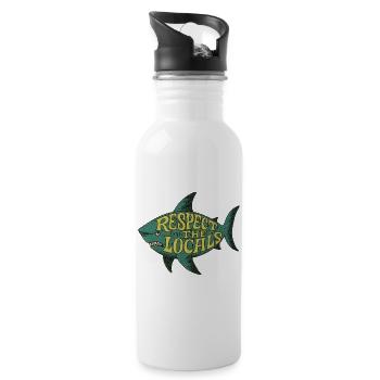 Respektiert die Einheimischen Fischtee - Trinkflasche mit integriertem Trinkhalm - Weiß - Rechts