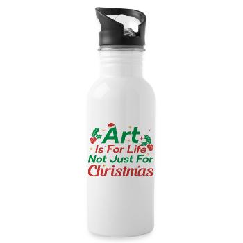 Artist Painter Graphic Art For Christmas Art Gifts - Water bottle with straw - white - Right