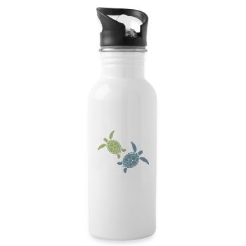 Sea Turtle Duo Ocean Beach Hawaii Marine Life Vibe - Water bottle with straw - white - Right