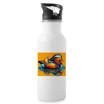Mandarin duck - Water bottle with straw - white - Right