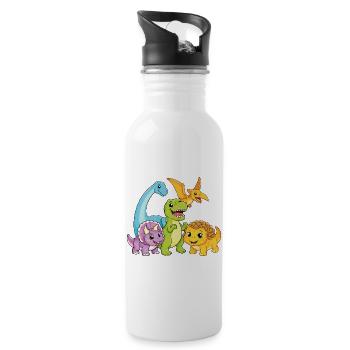 Cute Dino Team - Water bottle with straw - white - Right