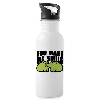 You Make me Smile Spruch - Trinkflasche mit integriertem Trinkhalm - Weiß - Rechts