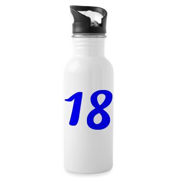 18. 18 ANS. 18e ANNIVERSAIRE. ANNIVERSAIRE 18 ANS. - Gourde avec paille intégrée - blanc - Droite