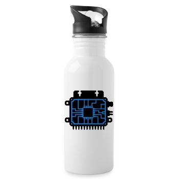 Mikrochip Platine IT Logo - Trinkflasche mit integriertem Trinkhalm - Weiß - Rechts