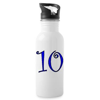 10. 10 YEARS. 10th ANNIVERSARY. 10 YEAR ANNIVERSARY. - Water bottle with straw - white - Right