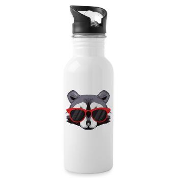 Raton laveur avec des lunettes de soleil rouges froides - Gourde avec paille intégrée - blanc - Droite