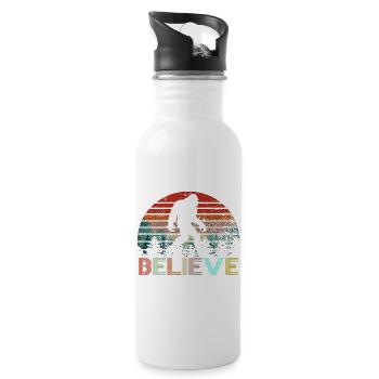 Glauben Sie an Bigfoot Vintage Retro Sasquatch Geschenk - Trinkflasche mit integriertem Trinkhalm - Weiß - Rechts