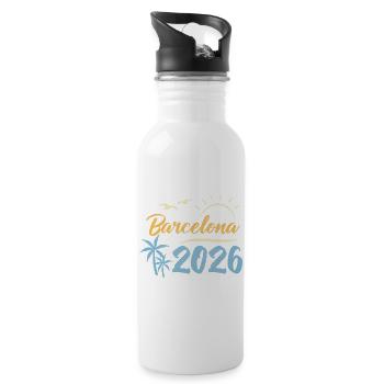 Barcelona 2026 - Trinkflasche mit integriertem Trinkhalm - Weiß - Rechts