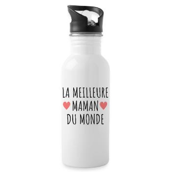 Maman d'Amour Coeur - Gourde avec paille intégrée - blanc - Droite