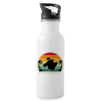 Mallorca Vintage Sunset Insel Retro Design - Trinkflasche mit integriertem Trinkhalm - Weiß - Rechts