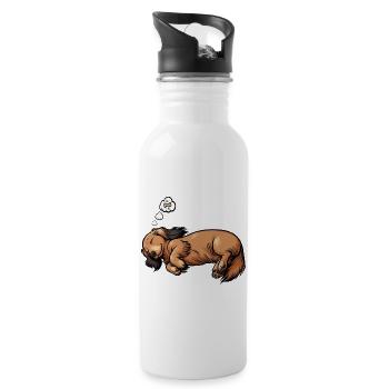Langhaardackel Dackel Dackelhalter Teckel Tekkel - Trinkflasche mit integriertem Trinkhalm - Weiß - Rechts