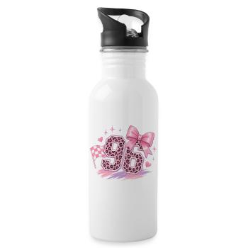 Leopard Pink 96 Glitzer - Trinkflasche mit integriertem Trinkhalm - Weiß - Rechts