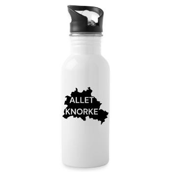 ALLET KNORKE, BERLIN SCHWARZ, DIT IS BERLIN, TOLL - Trinkflasche mit integriertem Trinkhalm - Weiß - Rechts