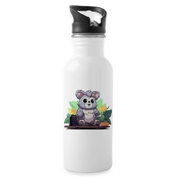 Kuschelpanda DJ im Dschungel - Trinkflasche mit integriertem Trinkhalm - Weiß - Rechts