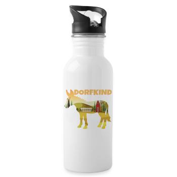 Esel Dorfkind Bauer Landwirt - Trinkflasche mit integriertem Trinkhalm - Weiß - Rechts
