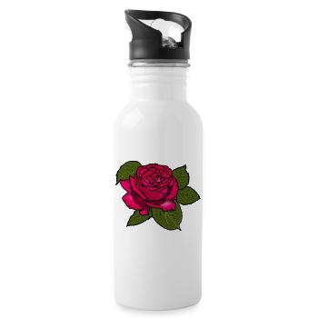 Pink Rose - Water bottle with straw - white - Right