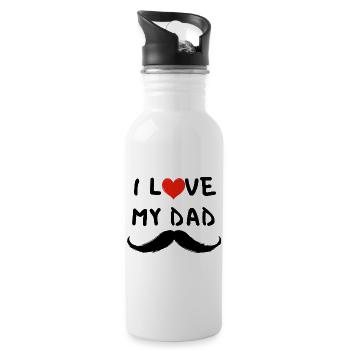 I Love My Papa – Cadeau Papa avec Moustache - Gourde avec paille intégrée - blanc - Droite