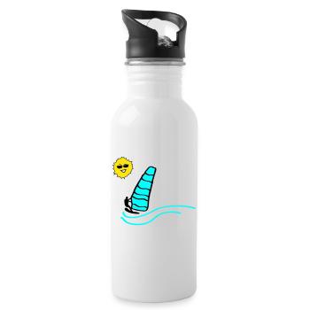 Surfer Sun - Water bottle with straw - white - Right