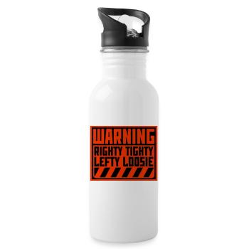 Righty Tighty Lefty Loosie Lustig Heimwerker Logo - Trinkflasche mit integriertem Trinkhalm - Weiß - Rechts