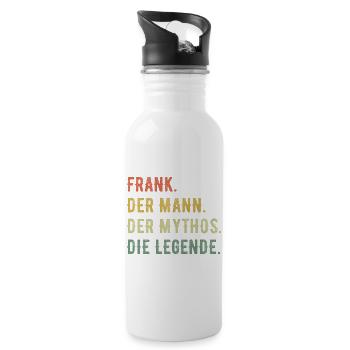Frank Vorname Der Mann Der Mythos Die Legende - Trinkflasche mit integriertem Trinkhalm - Weiß - Rechts