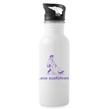 Exe Echse ausfuehren Admin Sysadmin Geschenk - Trinkflasche mit integriertem Trinkhalm - Weiß - Rechts