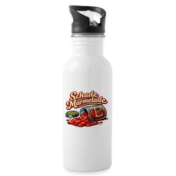 Schade Marmelade german saying Spilled Jam Humor - Water bottle with straw - white - Right