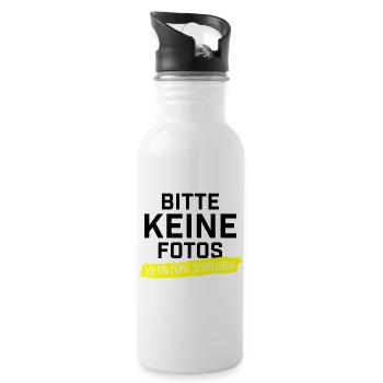 Bitte keine Fotos ich bin krankgeschrieben - Trinkflasche mit integriertem Trinkhalm - Weiß - Rechts