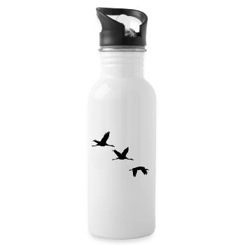 Cranes in flight - Water bottle with straw - white - Right