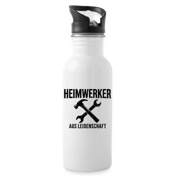 Heimwerker aus Leidenschaft - Geschenk  - Trinkflasche mit integriertem Trinkhalm - Weiß - Rechts