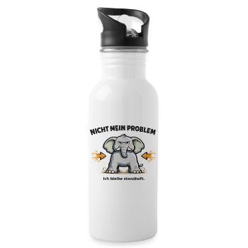 Nicht mein Problem – standhafter Elefant - Trinkflasche mit integriertem Trinkhalm - Weiß - Rechts