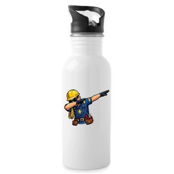 Dabbing Elektriker - Trinkflasche mit integriertem Trinkhalm - Weiß - Rechts